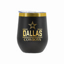 12 oz Stainless Steel Wine Tumbler with Gold Etched Classic Crew Team Design, Dallas Cowboys