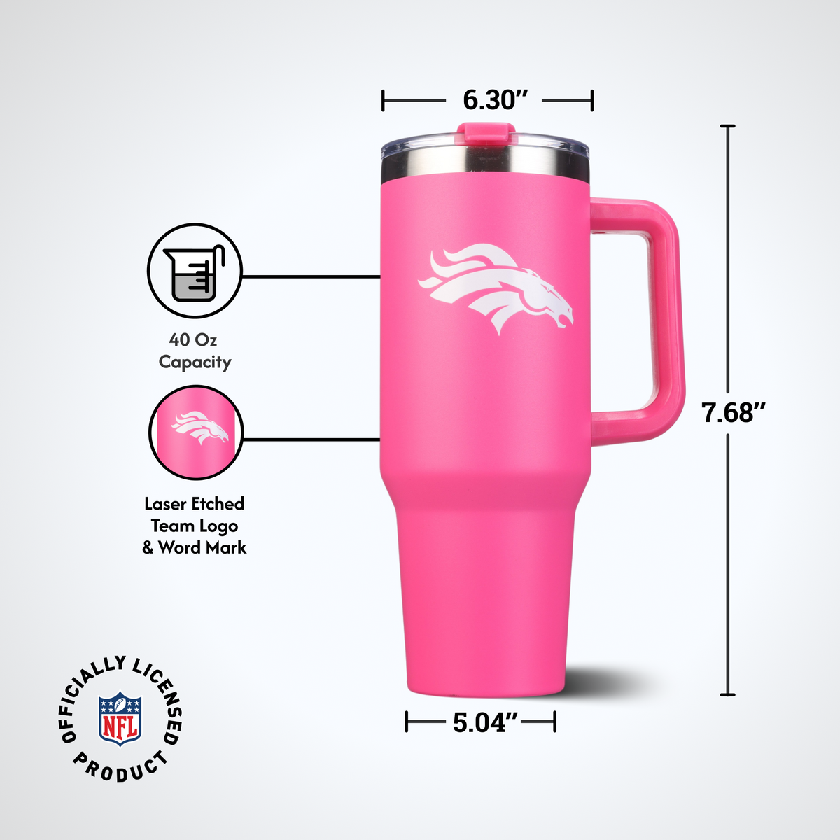 40oz Pink Game Day Tumbler I | Denver Broncos