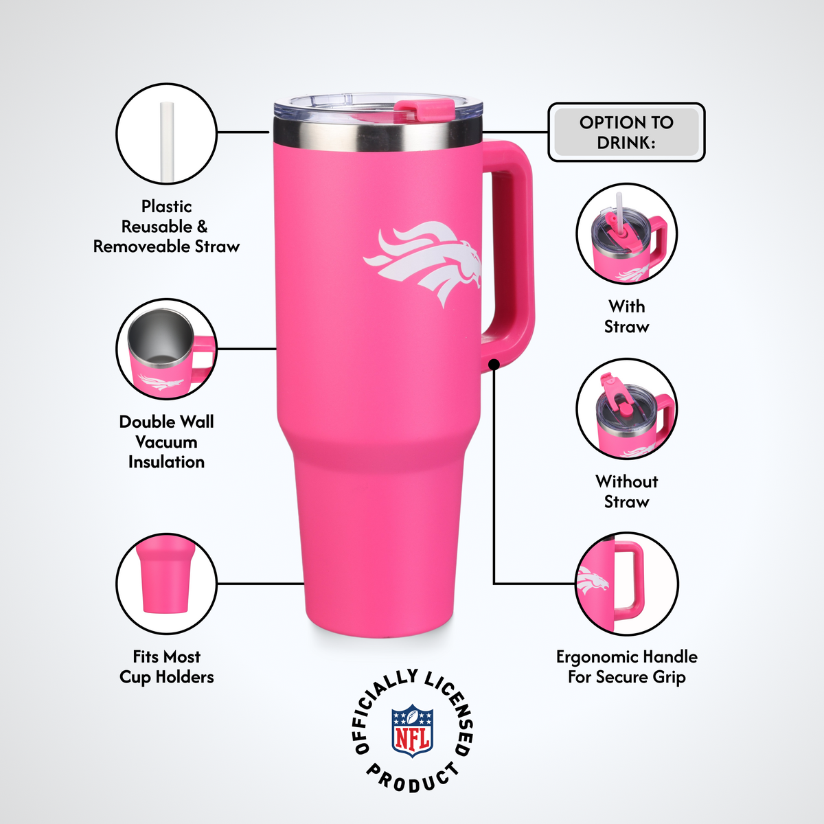 40oz Pink Game Day Tumbler I | Denver Broncos