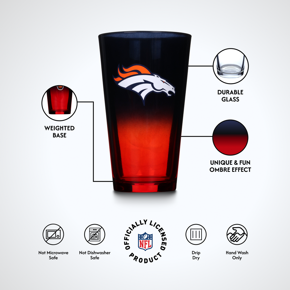 2-Pack Ombre Pint Glasses | Denver Broncos