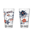 2pk 16oz Pint Glass, DP, Flowers | Denver Broncos