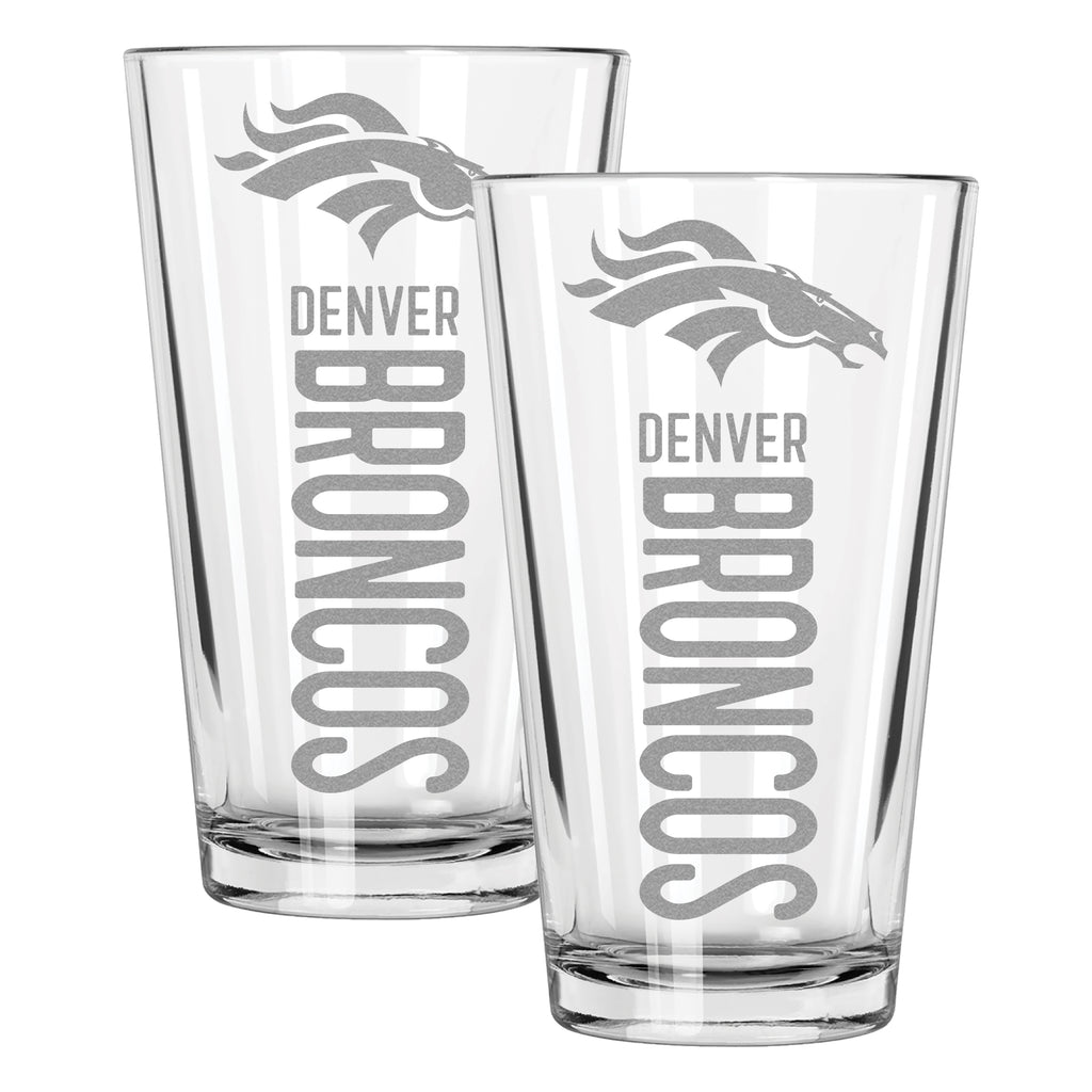 2pk 16oz Pint Glass Pinnacel Design | Denver Broncos