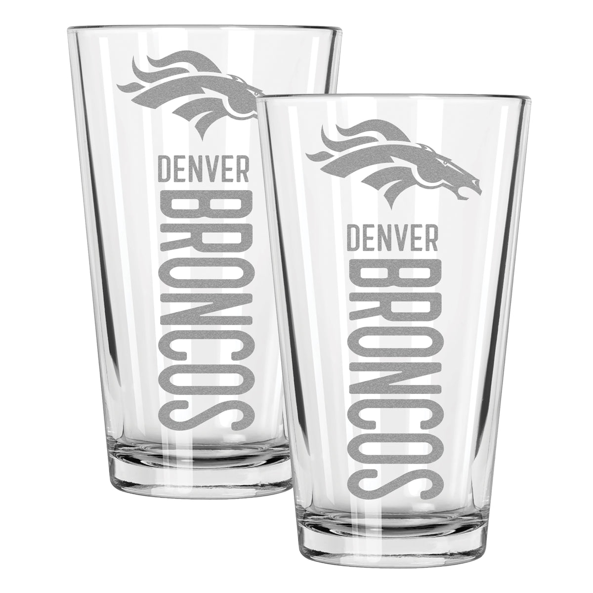 2pk 16oz Pint Glass Pinnacel Design | Denver Broncos