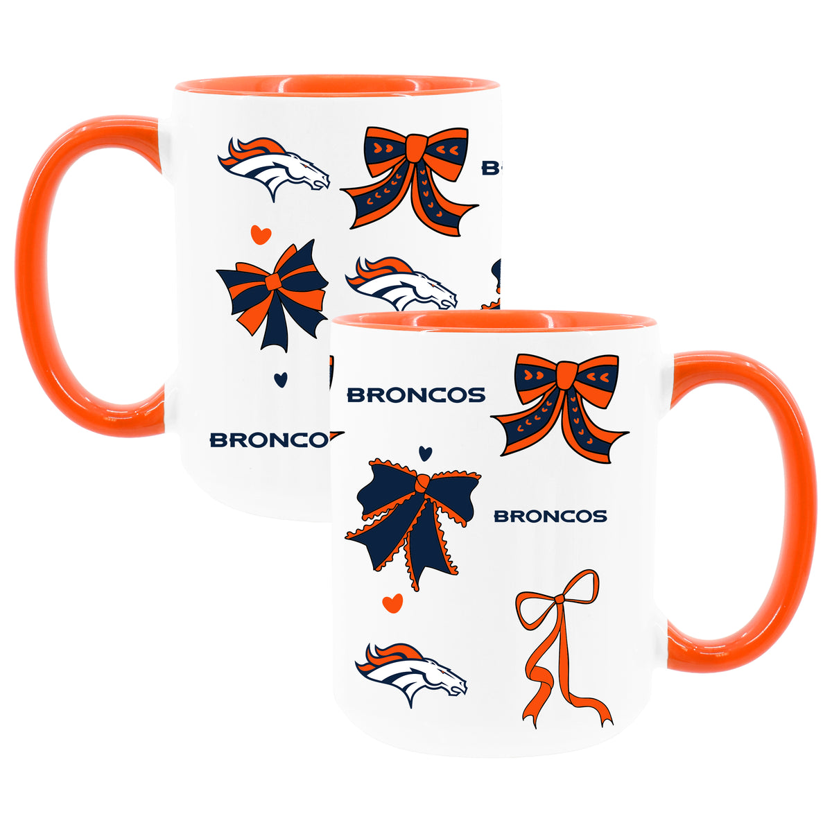  Broncos 2pk 15oz Bow Coffee Mug 