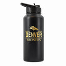 32 oz Stainless Steel Water Bottle with Gold Etched Classic Crew Team Design, Denver Broncos