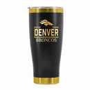 24 oz Stainless Steel Tumbler with Gold Accents & Etched Classic Crew Team Design, Denver Broncos