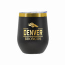 12 oz Stainless Steel Wine Tumbler with Gold Etched Classic Crew Team Design, Denver Broncos