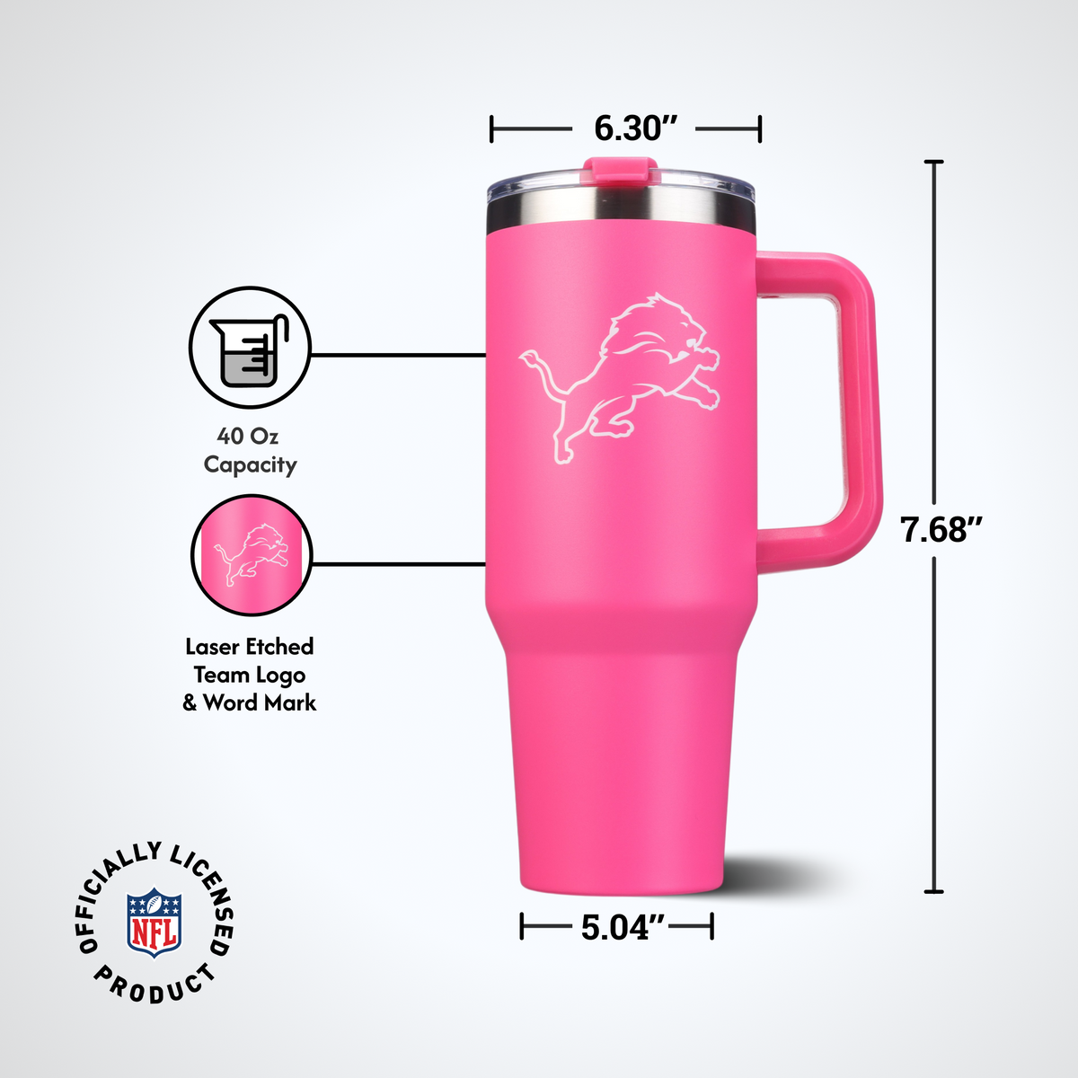 40oz Pink Game Day Tumbler I | Detroit Lions