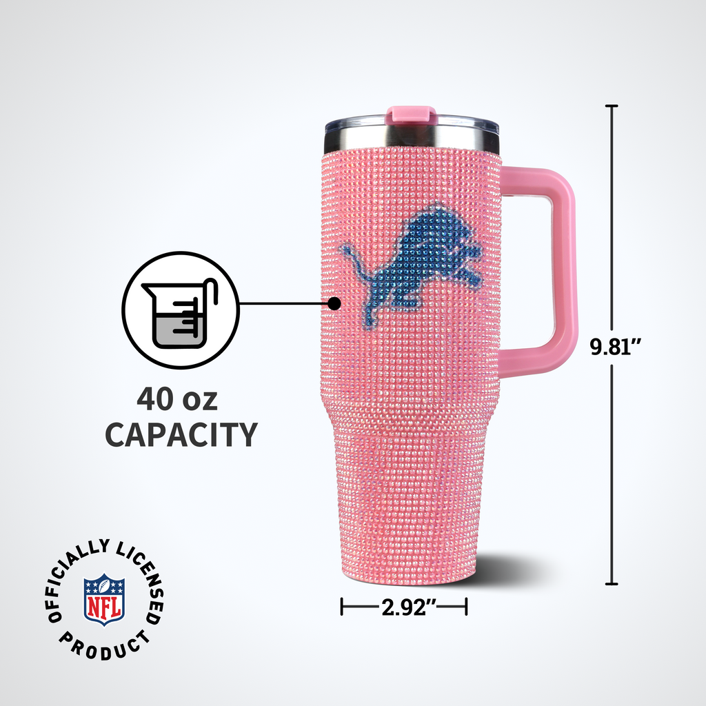 40oz Pink Bling Game Day Tumbler I | Detroit Lions