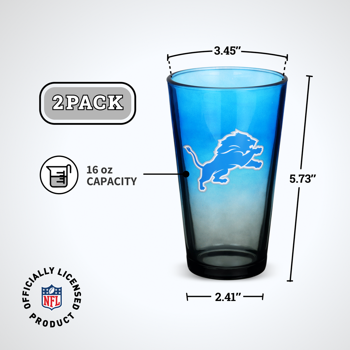 2-Pack Ombre Pint Glasses | Detroit Lions