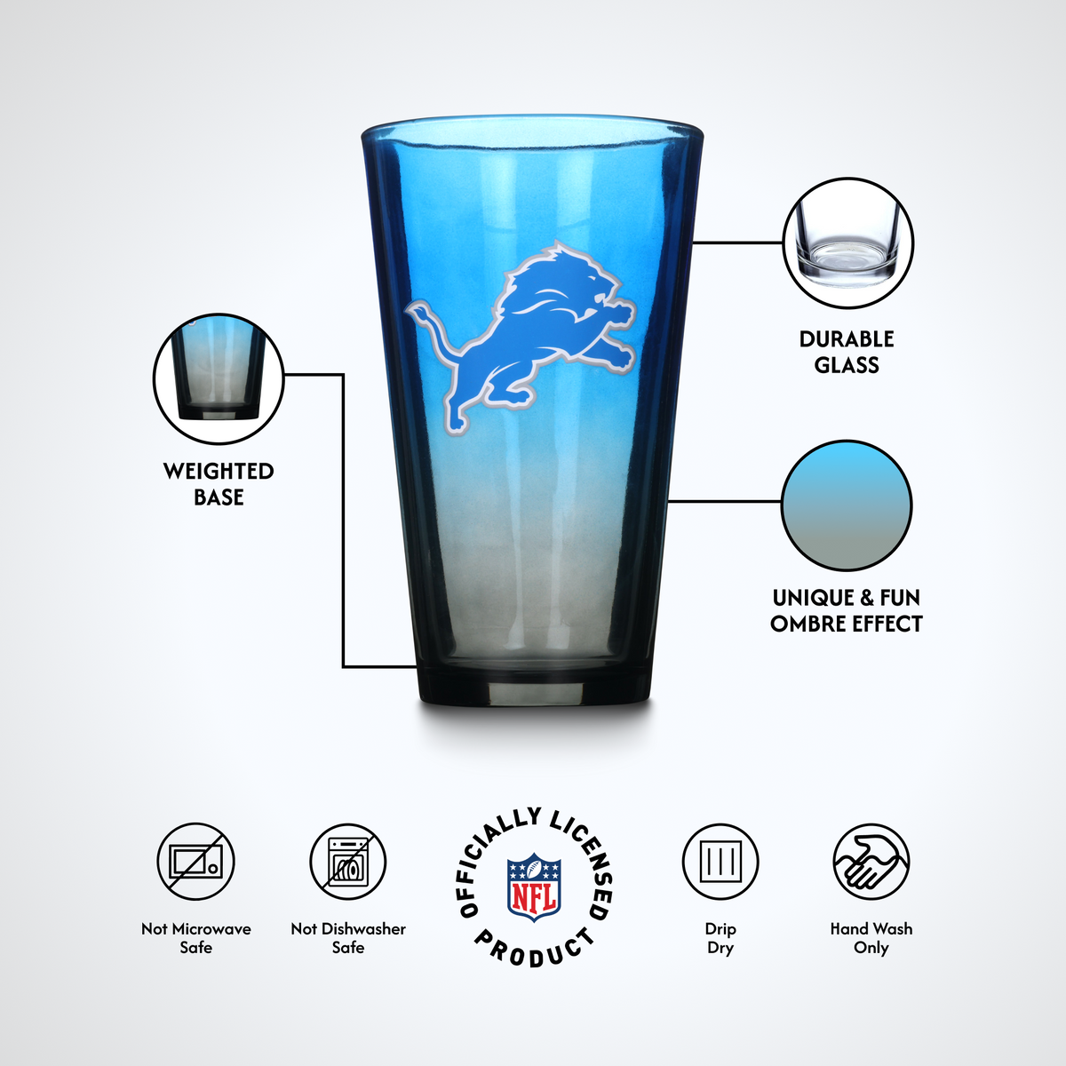 2-Pack Ombre Pint Glasses | Detroit Lions