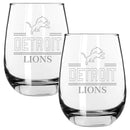 2pk 15oz Stemless Wine Glass Classic Crew Design | Detroit Lions