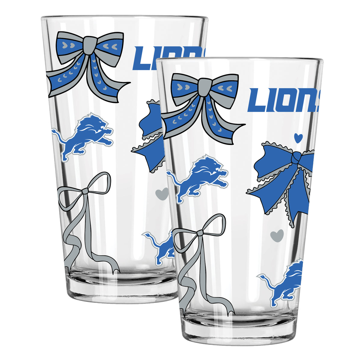  Lions 2pk 16oz Bow Pint Glass 