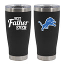 20oz Black Stainless Steel Tumbler, Direct Print, Best Father Ever Design, Detroit Lions