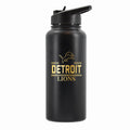 32 oz Stainless Steel Water Bottle with Gold Etched Classic Crew Team Design, Detroit Lions