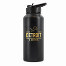 32 oz Stainless Steel Water Bottle with Gold Etched Classic Crew Team Design, Detroit Lions