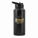 32 oz Stainless Steel Water Bottle with Gold Etched Classic Crew Team Design, Detroit Lions