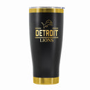 24 oz Stainless Steel Tumbler with Gold Accents & Etched Classic Crew Team Design, Detroit Lions