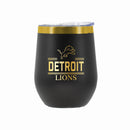 12 oz Stainless Steel Wine Tumbler with Gold Etched Classic Crew Team Design, Detroit Lions