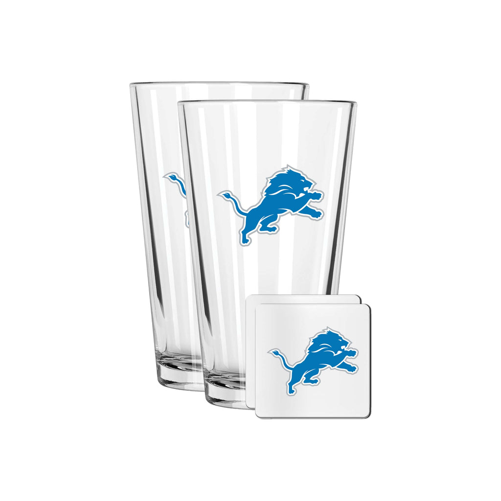 2 Pack Pint and Coasters Set| Detroit Lions