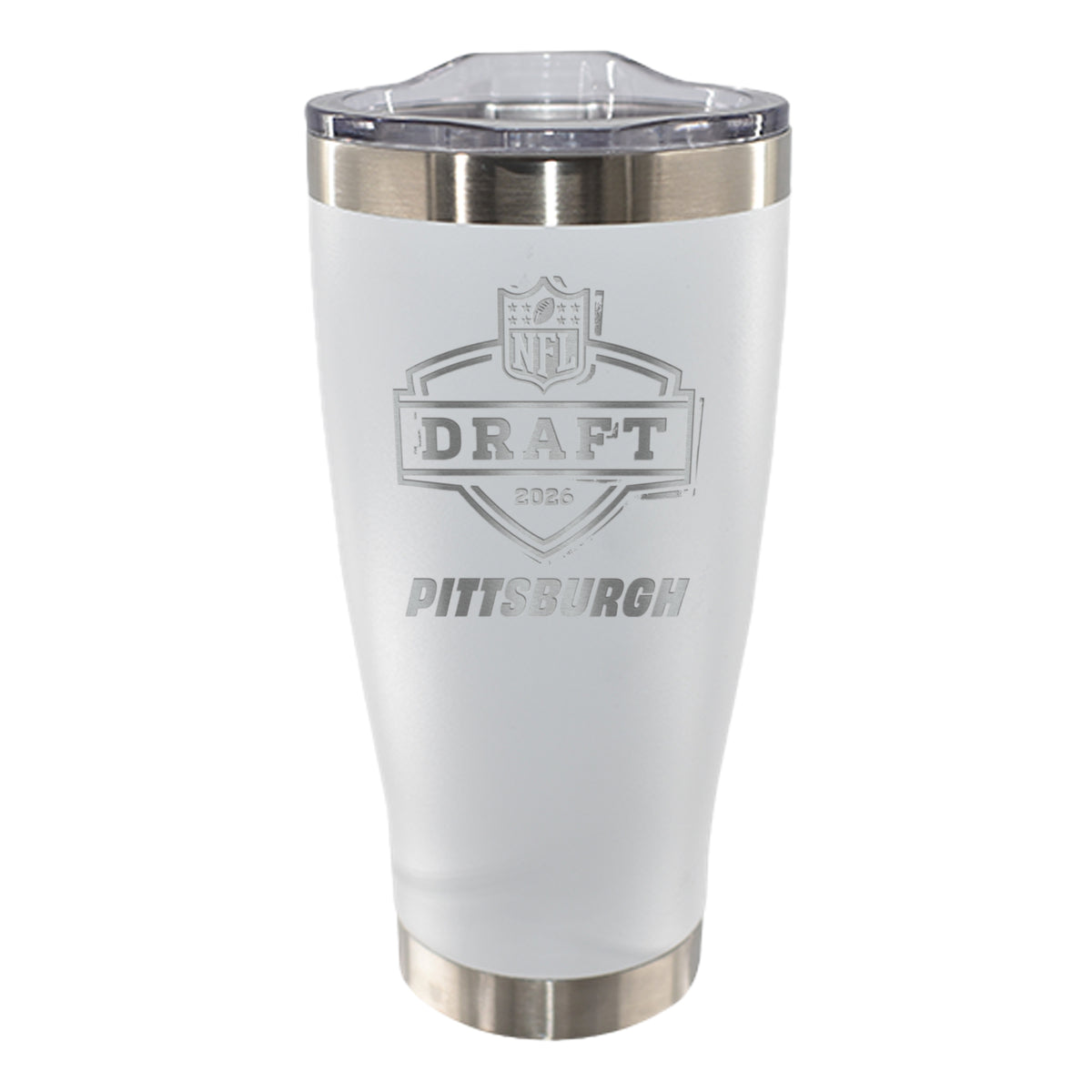20oz White Stainless Steel Tumbler, Etched, NFL Draft, 2026