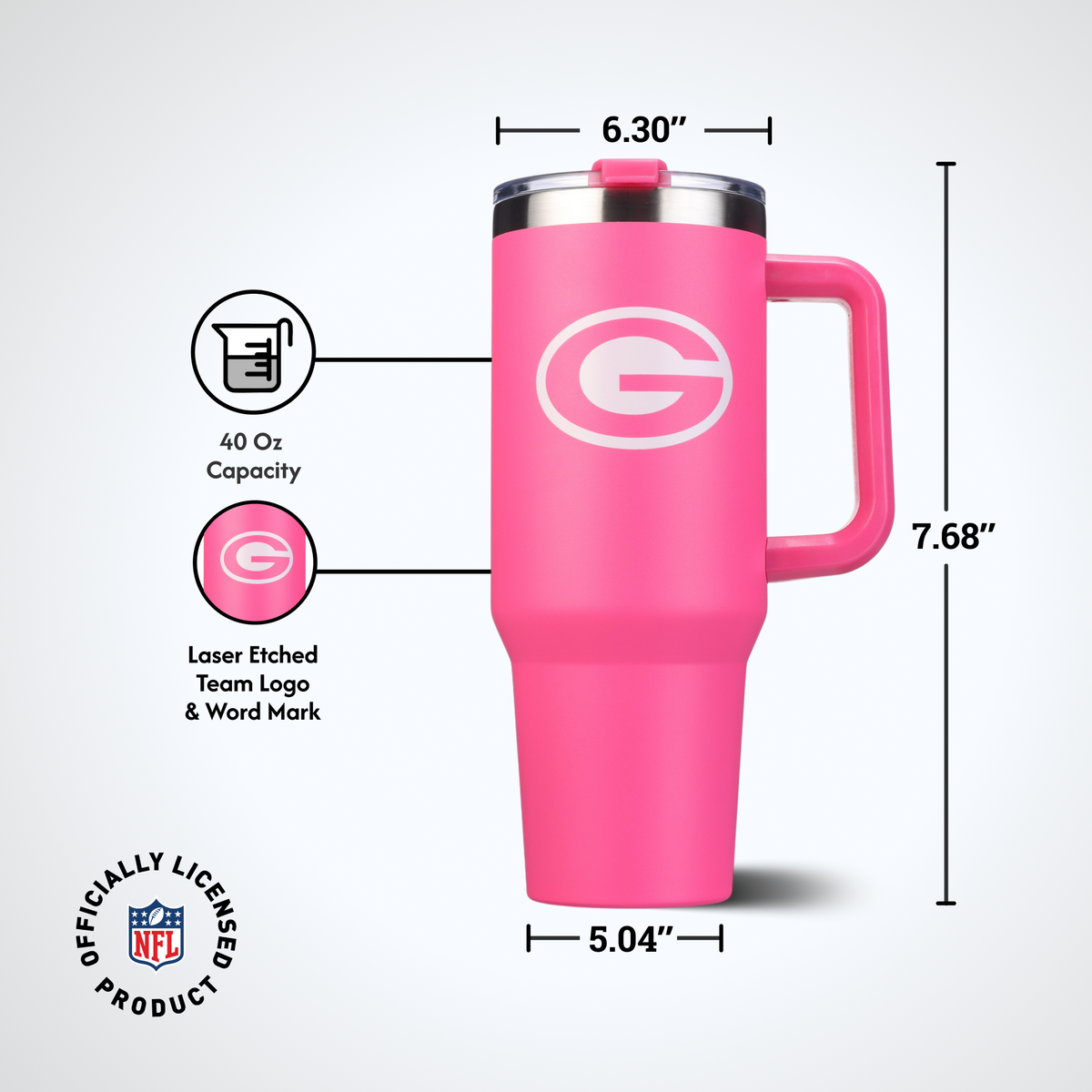 40oz Pink Game Day Tumbler I | Green Bay Packers
