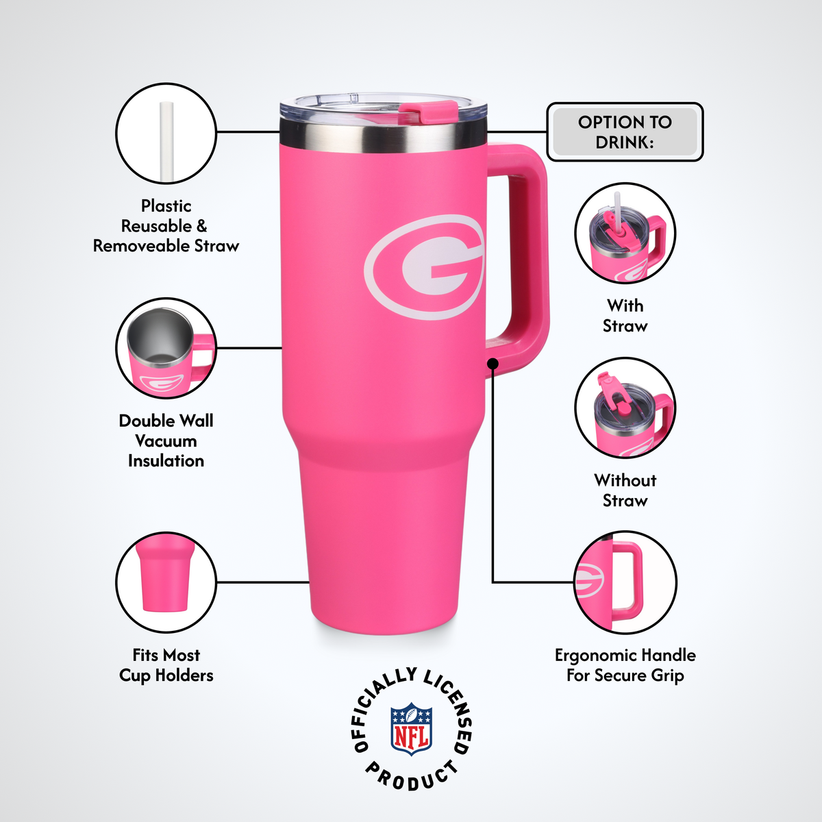 40oz Pink Game Day Tumbler I | Green Bay Packers