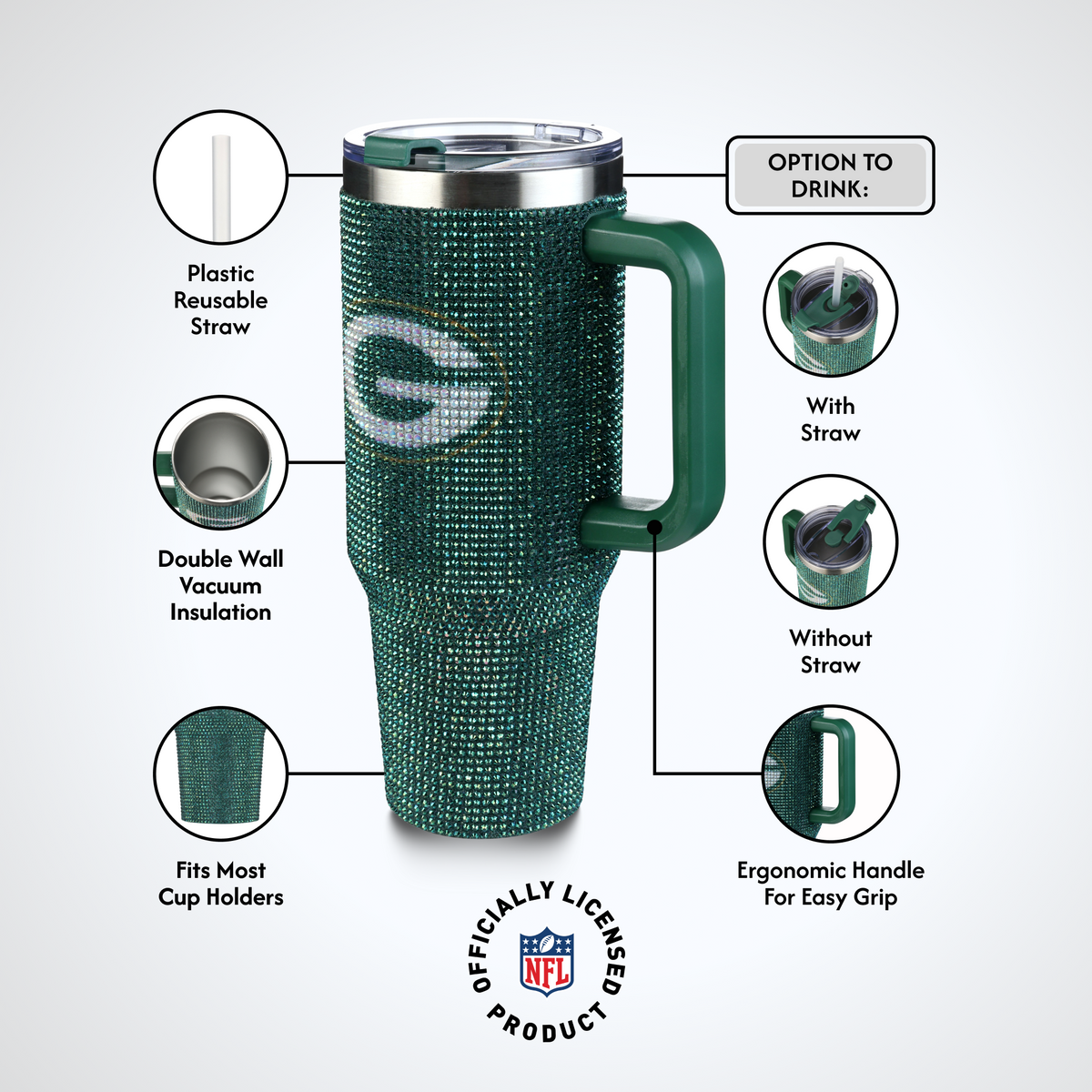 40oz TC Bling Game Day Tumbler I | Green Bay Packers