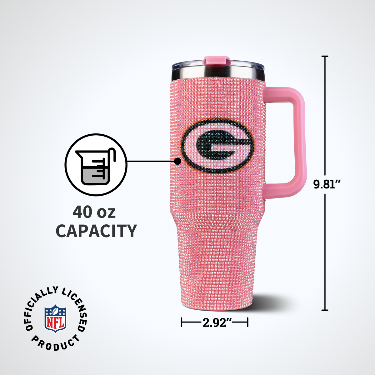 40oz Pink Bling Game Day Tumbler I | Green Bay Packers
