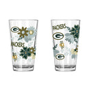 2pk 16oz Pint Glass, DP, Flowers | Green Bay Packers