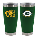 20oz Green Stainless Steel Tumbler, Direct Print, Best Dad Ever Design, Green Bay Packers