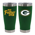 20oz Green Stainless Steel Tumbler, Direct Print, Best Dad Ever Design, Green Bay Packers