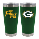 20oz Green Stainless Steel Tumbler, Direct Print, Best Dad Ever Design, Green Bay Packers