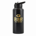 32 oz Stainless Steel Water Bottle with Gold Etched Classic Crew Team Design, Green Bay Packers