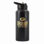 32 oz Stainless Steel Water Bottle with Gold Etched Classic Crew Team Design, Green Bay Packers
