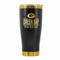 24 oz Stainless Steel Tumbler with Gold Accents & Etched Classic Crew Team Design, Green Bay Packers