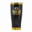 24 oz Stainless Steel Tumbler with Gold Accents & Etched Classic Crew Team Design, Green Bay Packers