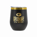 12 oz Stainless Steel Wine Tumbler with Gold Etched Classic Crew Team Design, Green Bay Packers