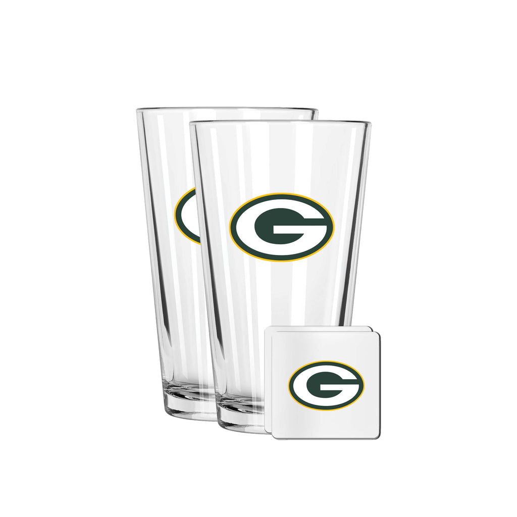 2 Pack Pint and Coasters Set | Green Bay Packers