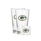 2 Pack Pint and Coasters Set | Green Bay Packers