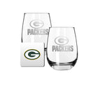 2 Pack Stemless Wine Glasses and Coasters Set | Green Bay Packers