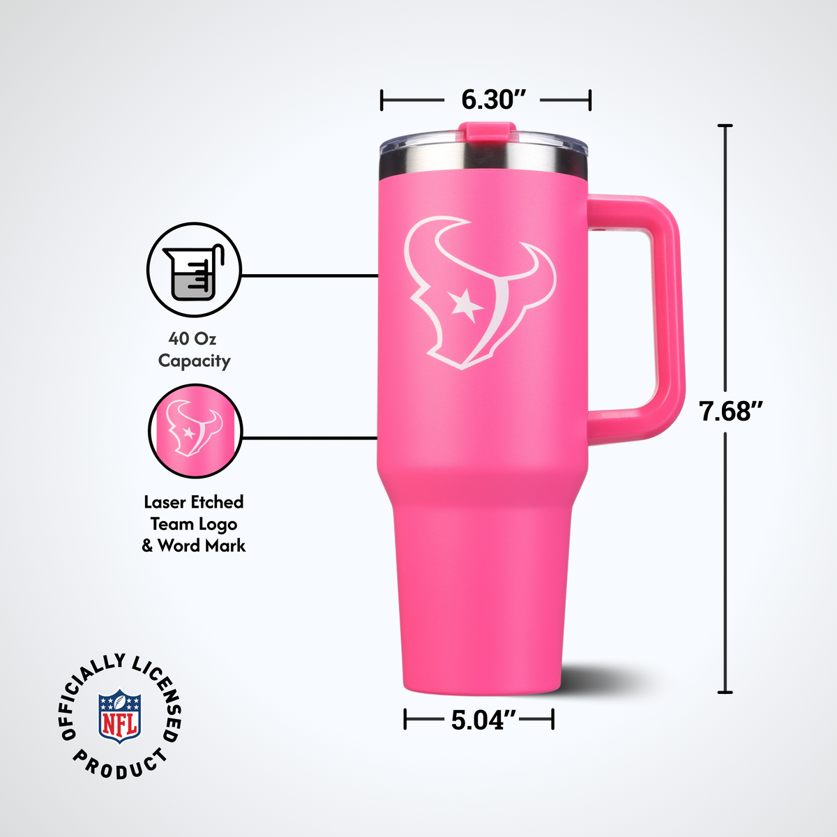 40oz Pink Game Day Tumbler I | Houston Texans
