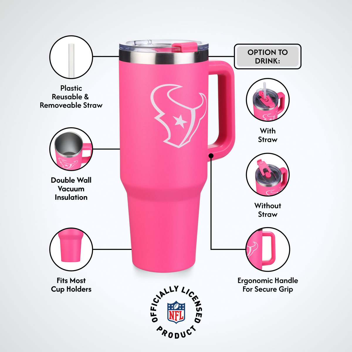 40oz Pink Game Day Tumbler I | Houston Texans