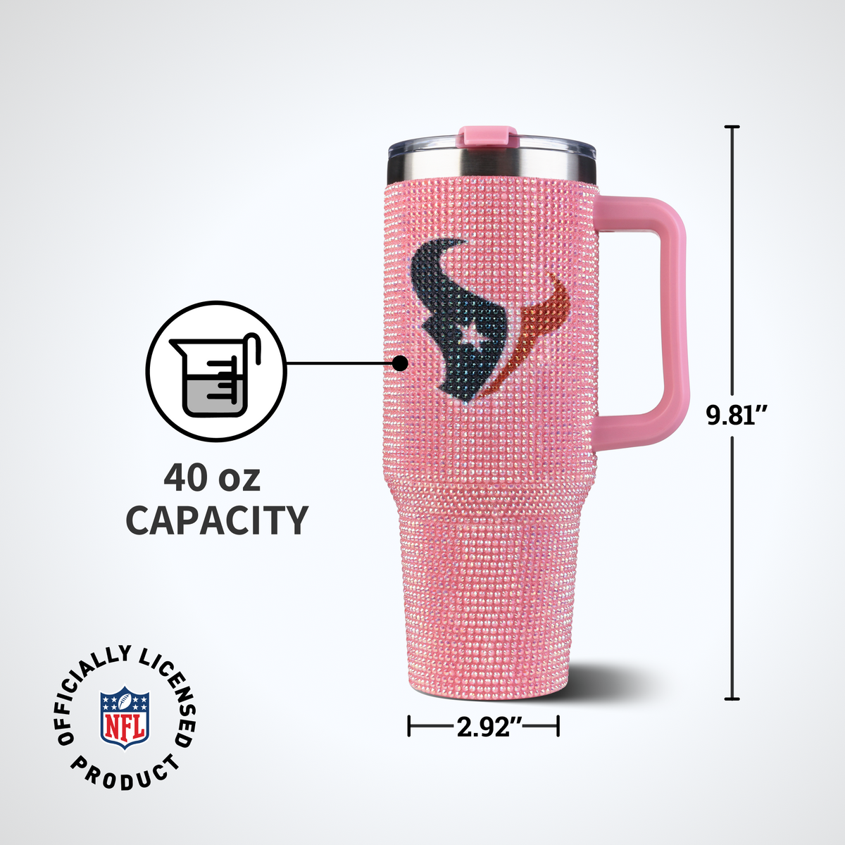 40oz Pink Bling Game Day Tumbler I | Houston Texans