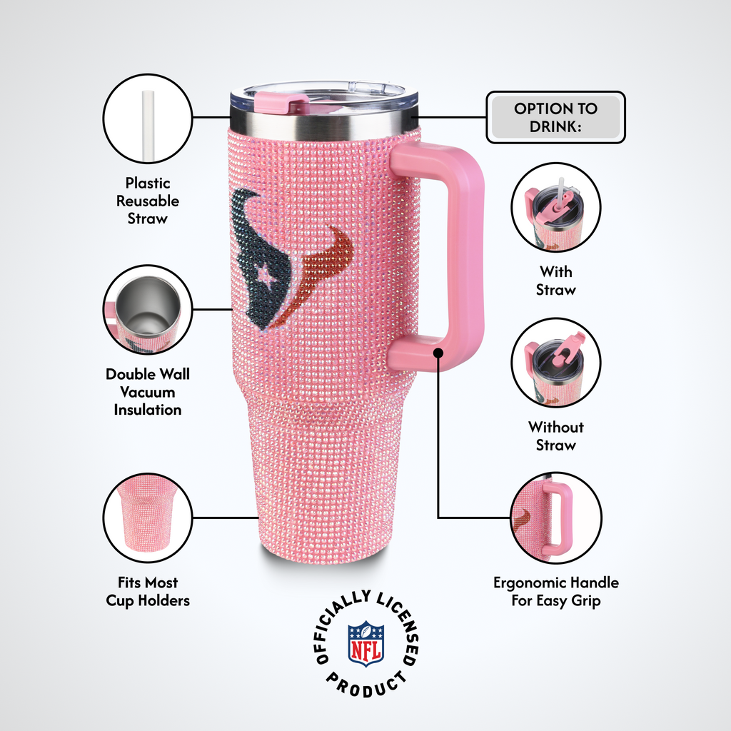40oz Pink Bling Game Day Tumbler I | Houston Texans