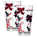  Texans 2pk 16oz Bow Pint Glass 