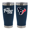 20oz Navy Stainless Steel Tumbler, Direct Print, Best Dad Ever Design, Houston Texans