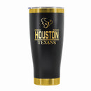 24 oz Stainless Steel Tumbler with Gold Accents & Etched Classic Crew Team Design, Houston Texans