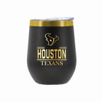 12 oz Stainless Steel Wine Tumbler with Gold Etched Classic Crew Team Design, Houston Texans
