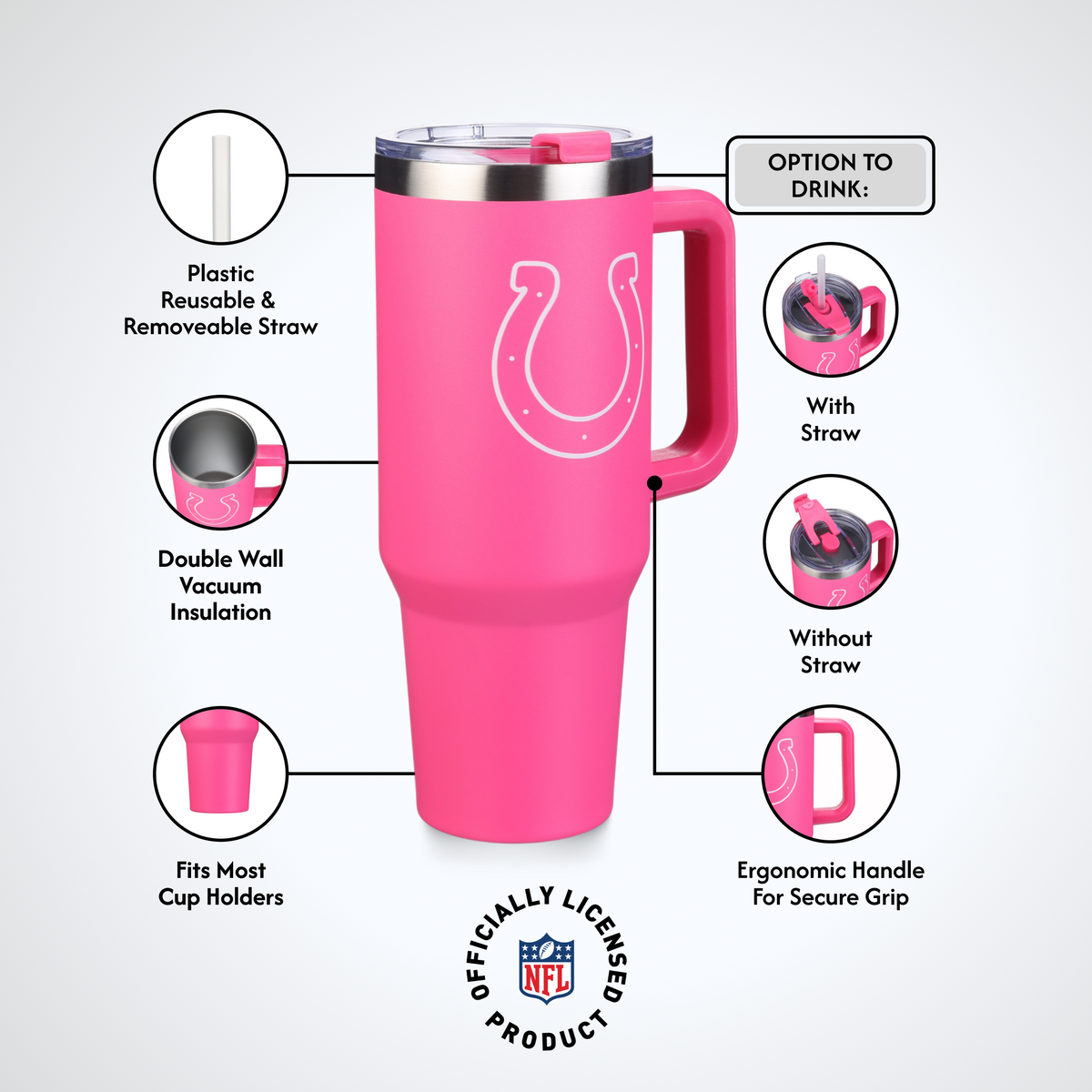 40oz Pink Game Day Tumbler I | Indianapolis Colts